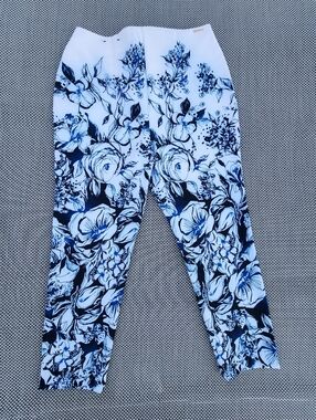 CHICO'S FLORAL ANKLE PANTS SZ 2 (12)